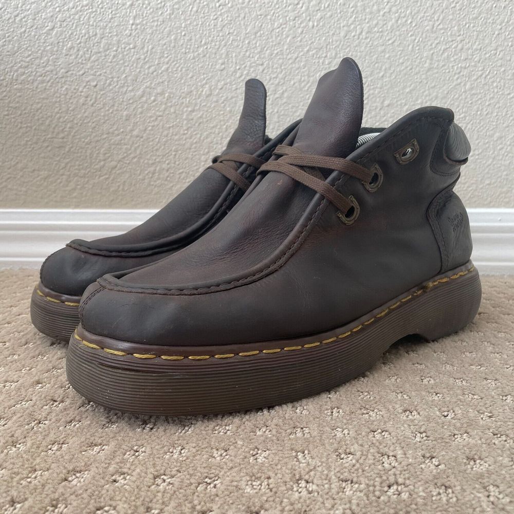 Vintage Dr Martens DMs Platform Boots Men 11 Brown 8390 Quad Double Sole England